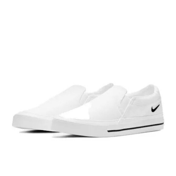Womens Nike Court Legacy Slip-On Sneakers White Canvas Size 9.5 New With Box Cas - Picture 2 of 13